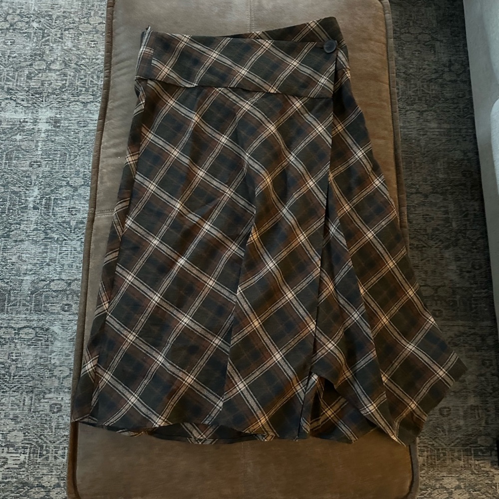 Zara Asymmetric Plaid A-Line Skirt